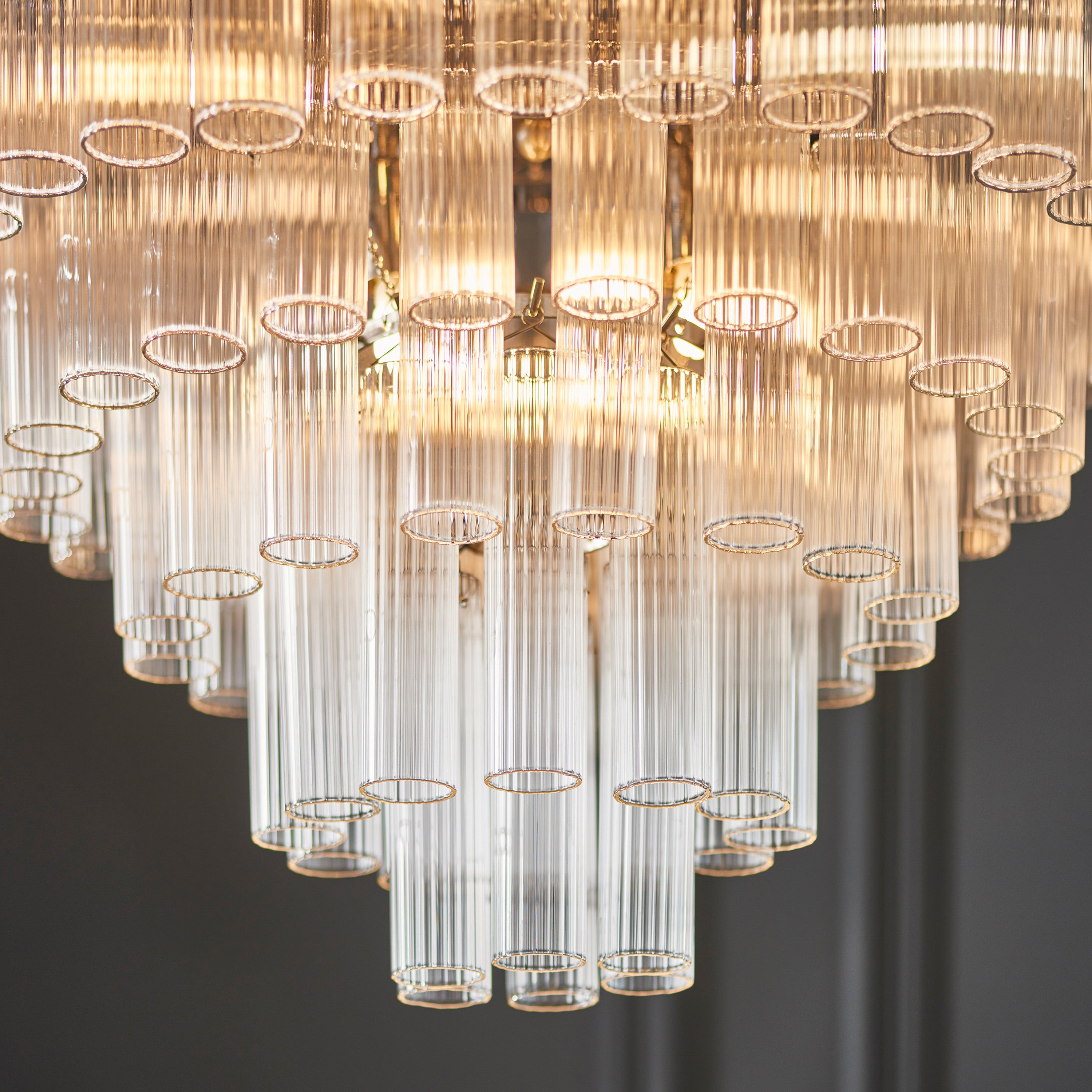 Balma Polished Nickel & Ribbed Glass Tiered Chandelier